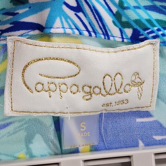 Pappagallo Women's Small Tropical Leaf Print Dress Flutter Sleeve Stretch New - Picture 2 of 7